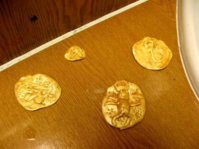 Some of the Roman coins made during the workshop!